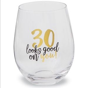 30th birthday stemless wine glass